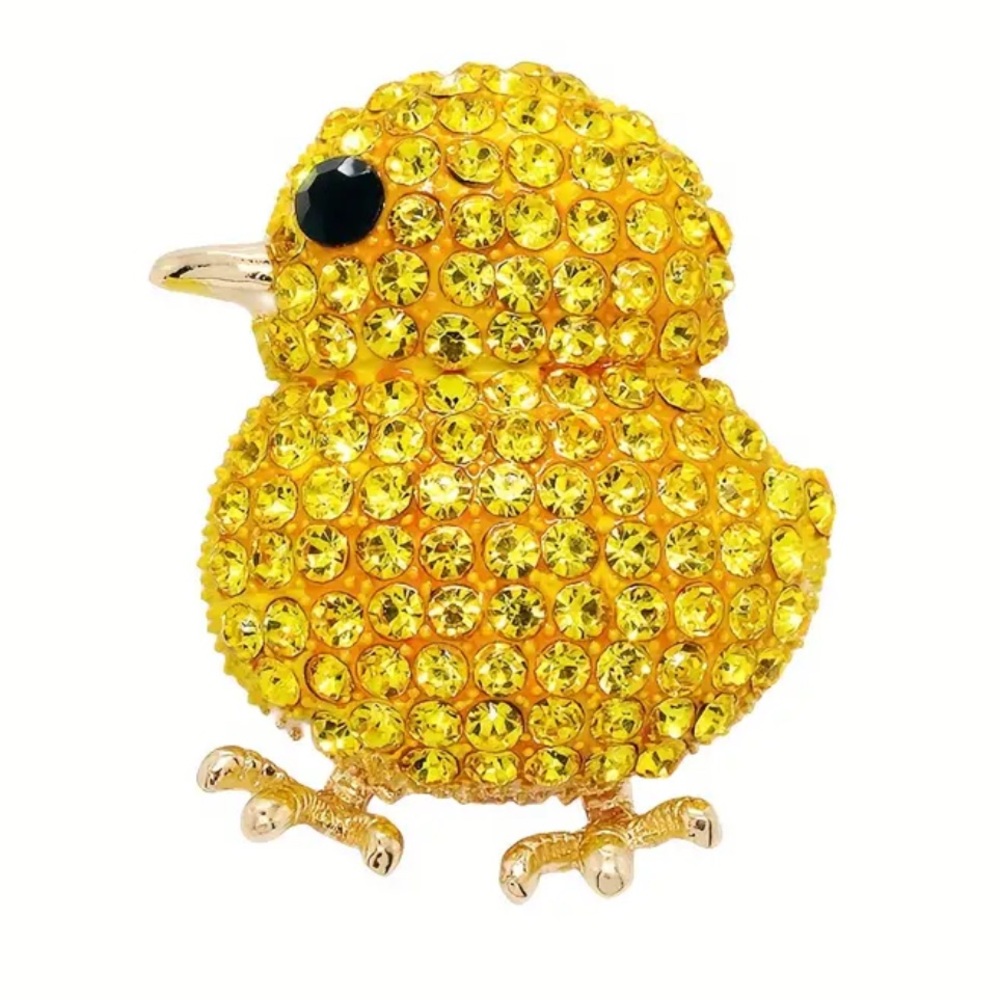 Crystal Chick Brooch Yellow